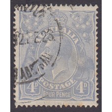 Australian    King George V    4d Blue   Single Crown WMK  Plate Variety 2R59..